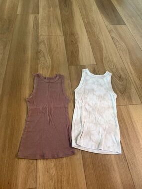a new day Mauve and White Ribbed Tank Tops